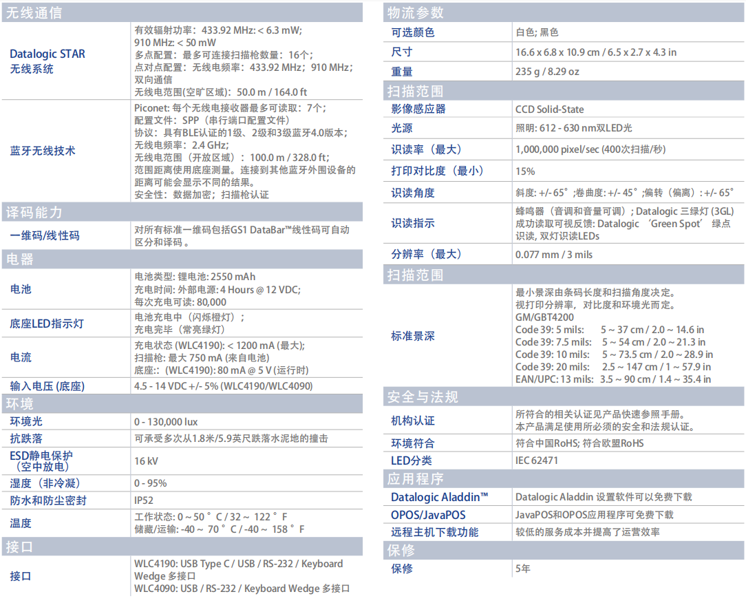 Datalogic 得利捷Gryphon GBT/GM4200无线扫描枪